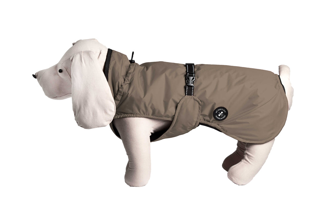 Hunderegenjacke mit Rückenöffnung "Cashmere Brown"