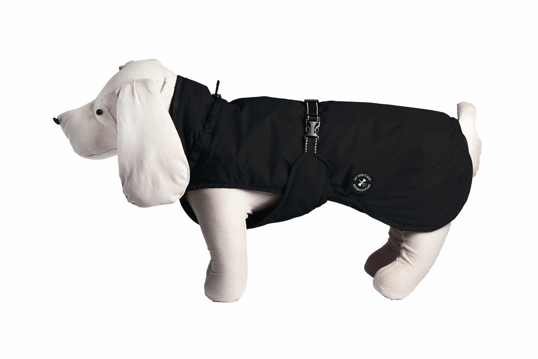 Hunderegenjacke mit Rückenöffnung "Midnight Black"
