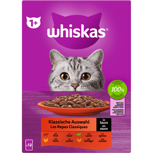 Whiskas 1+ Kla. Auswahl Sauce 12x85g