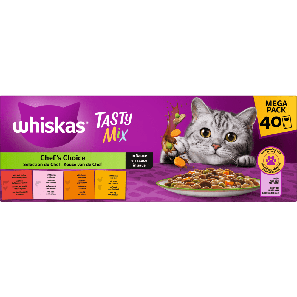 Whiskas Nassfutter Für Katzen – Auswahl Fische, 4 X 85 G, Mit Lachs & Thunfisch