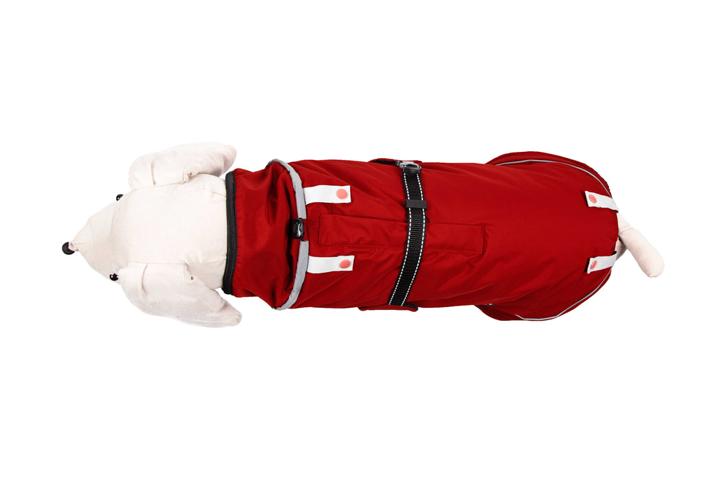 Hundewinterjacke "Cranberry Red" - besonders warm - NEU mit Rückenöffnung