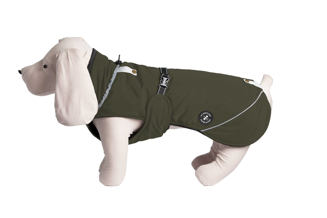 Hundewinterjacke „Moss Green“ – besonders warm - NEU mit Rückenöffnung