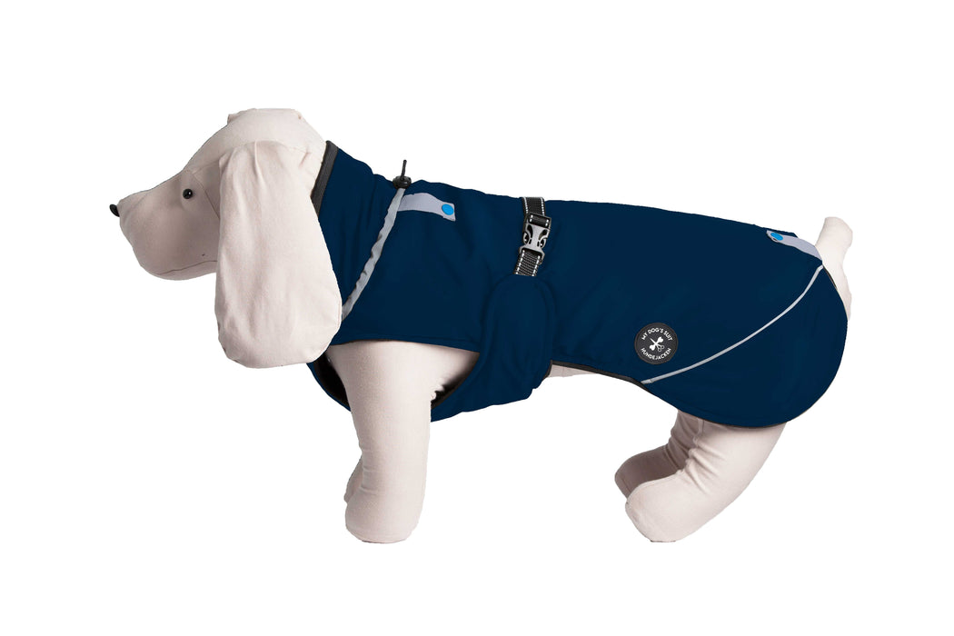 Hundewinterjacke "Navy Blue" - besonders warm - NEU mit Rückenöffnung