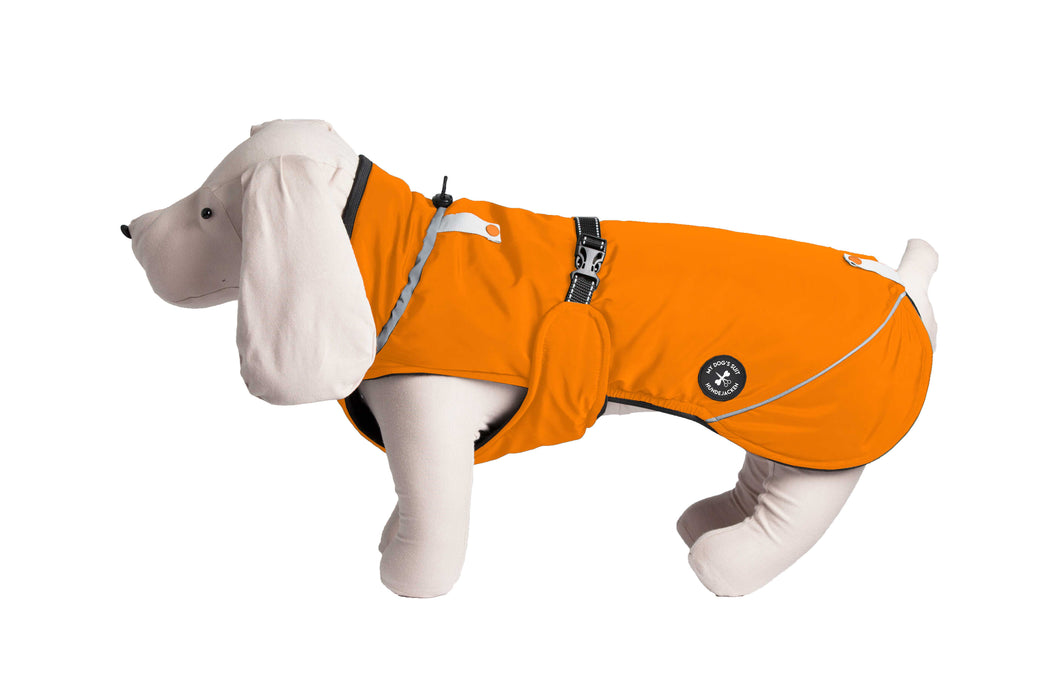 Hundewinterjacke „Sunrise Orange" - besonders warm - NEU mit Rückenöffnung