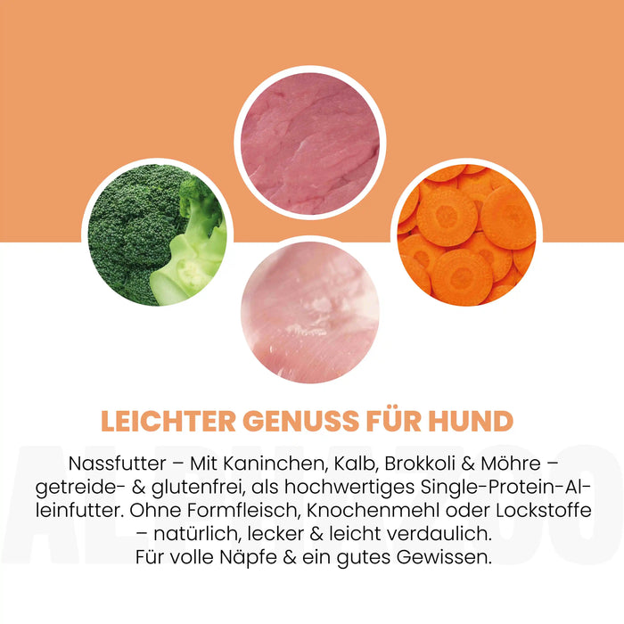Kaninchen + Kalb Nassfutter für Senior Hunde