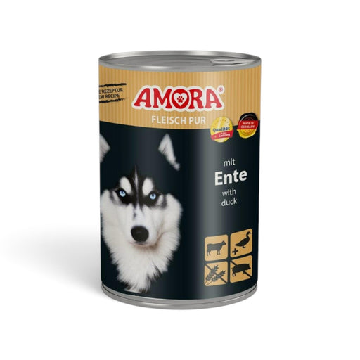 muunchy.de AMORA Dog Pur Nassfutter mit Ente in der 400g Dose für eine artgerechte Hundeernährung