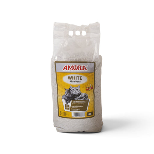 muunchy.de AMORA White Compact Katzenstreu mit Aloe Vera in einer 8 Liter Packung für starke Geruchsbindung