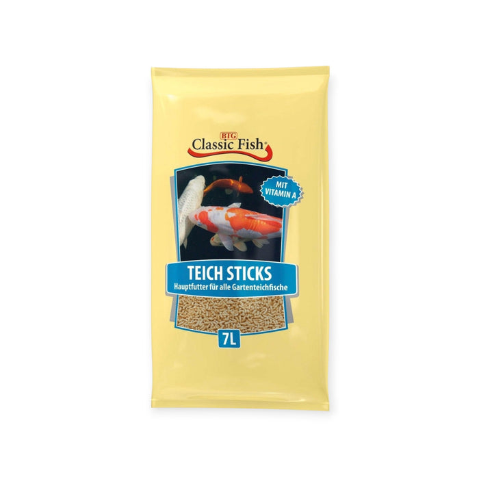 muunchy.de Classic Fish Teichsticks 7L Hauptfutter für Gartenteichfische mit Vitamin A in gelber Verpackung