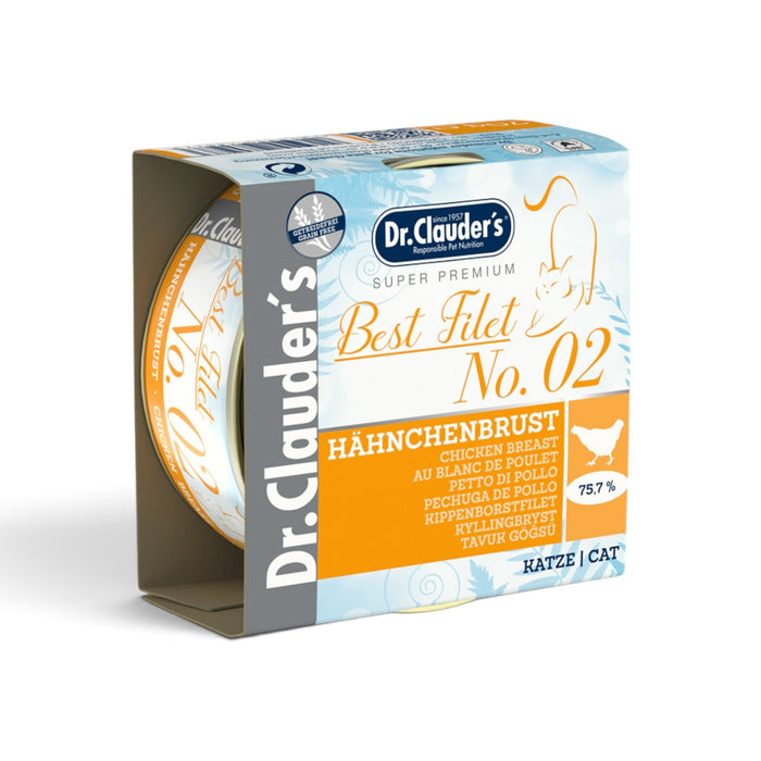 muunchy.de Dr.Clauder's Best Filet No. 02 Hähnchenbrust Nassfutter für Katzen in der 70g Dose