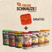 muunchy.de 8er Set Freshe Schnauze Nassfutter Toppings für Hunde mit einer orangefarbenen Silikon-Schleckmatte
