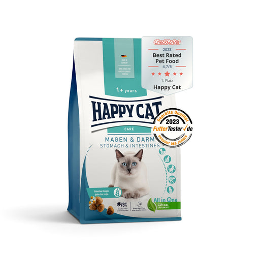 muunchy.de Happy Cat Sensitive Magen & Darm Trockenfutter für Katzen mit empfindlicher Verdauung in blauer Packung