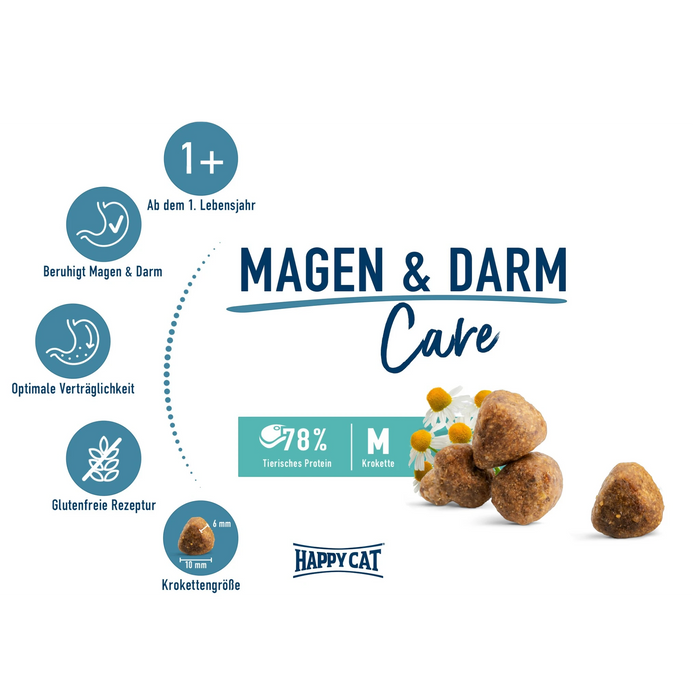 muunchy.de Happy Cat Sensitive Magen & Darm Katzenfutter mit 78% tierischem Protein und Kamille