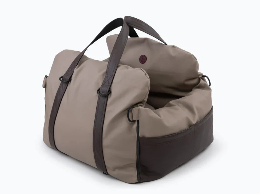 BUGGY MOKKO Autositz für Hunde aus Kunstleder und Möbelvelour für Miniatur- und kleine Hunde / Hundetransporttasche / Wasserdicht / Premium