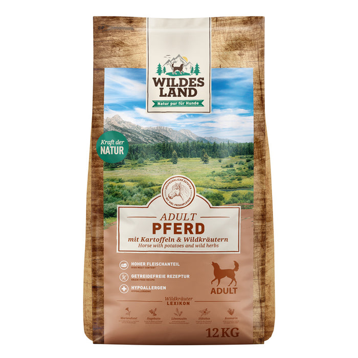 Wildes Land Pferd mit Kartoffeln