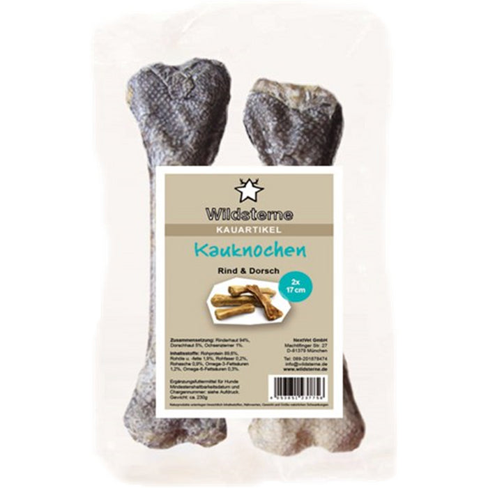 Wildsterne Kauknochen Rind + Dorsch