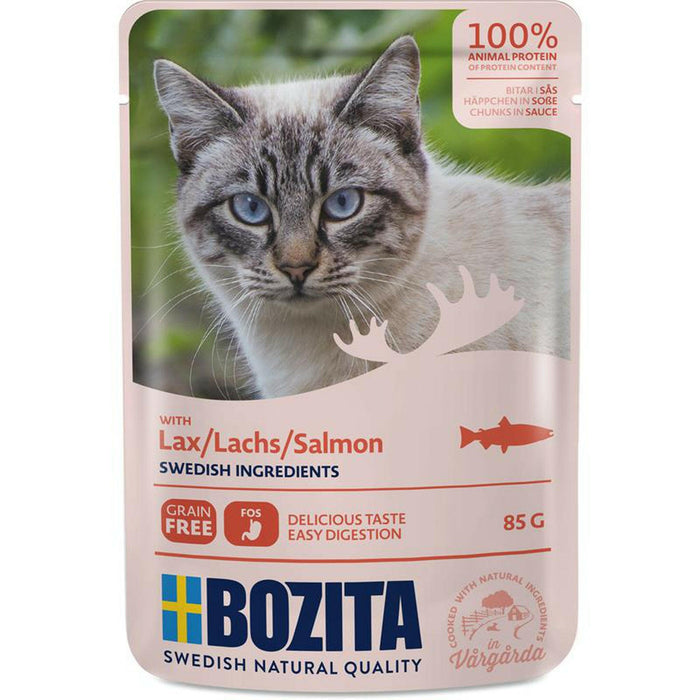 Bozita Katze Pouch Häppchen in Soße mit Lachs 12x85g